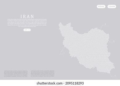 Iran Map - World map vector template with White dots, grid, grunge, halftone style isolated on grey background for education, infographic, design, website - Vector illustration eps 10