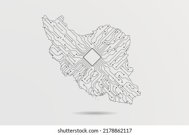 Iran Map - World map vector template with Abstract futuristic circuit board Illustration or High-tech technology mash line and point scales on white background - Vector illustration ep 10