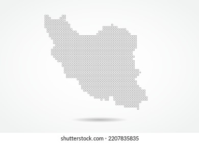 Iran Map - World map vector template with square pixel thin black and outline sketch style isolated on white background for education, infographic, design - Vector illustration eps 10
