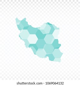Iran map-Polygonal map is made of colorful hexagons using the gradient method. On a plain background. Vector illustration eps 10.