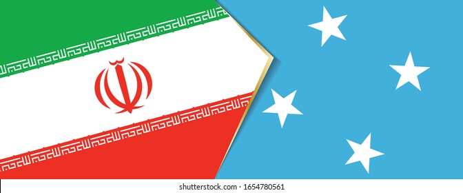 Iran and Micronesia flags, two vector flags symbol of relationship or confrontation.