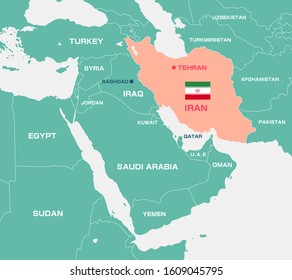 Iran and Middle east , Arabian countries map / English