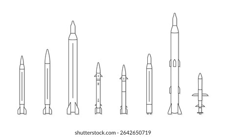 Iran missiles line art vector illustration
