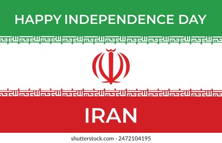 Iran national day banner with text. Iranian flag colors theme for Islamic Republic of Iran independence day.