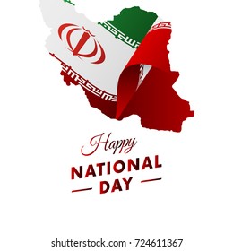 Iran National Day. Iran map. Vector illustration.