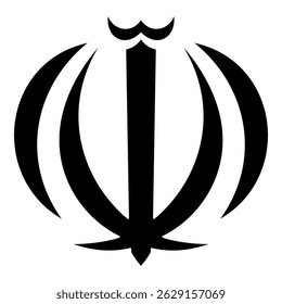 Iran national emblem icon black color vector illustration image flat style simple