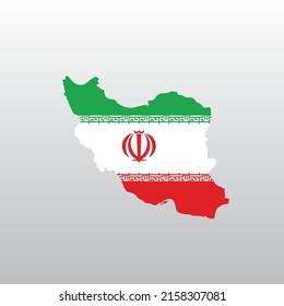 Iran national flag in country map silhouette