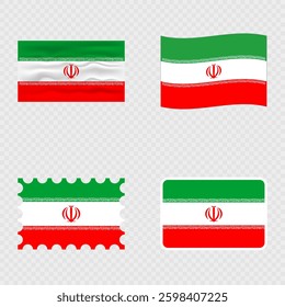 Iran national flag in four different styles.