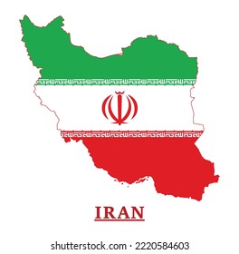 Diseño Del Mapa De Bandera Nacional De Irán, Ilustración De La Bandera De Irán Dentro Del Mapa