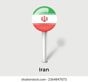 Iran national flag map marker pin icon illustration