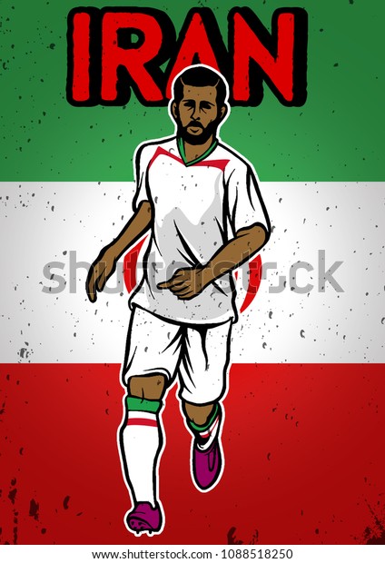 Iran National Football Team Flag Background Stock Vector Royalty