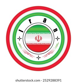 Arte vectorial de la insignia del orgullo nacional de Irán. emblema circular con Colores de la bandera de Irán verde, blanco y rojo. Simbolizando la identidad nacional iraní. EPS de Vector editable disponible