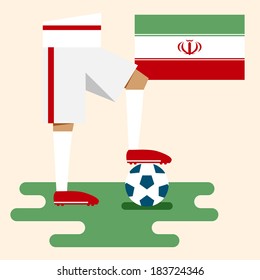 Iran, national soccer uniform and flag, flat design