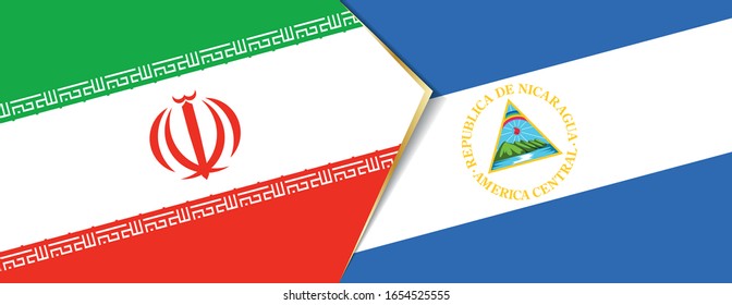 Der Iran und Nicaragua Flaggen, zwei Vektorillustrationen Flaggen Symbol für Beziehung oder Konfrontation.