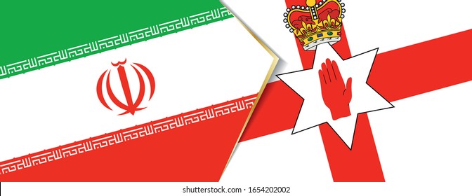 Iran and Northern Ireland flags, two vector flags symbol of relationship or confrontation.