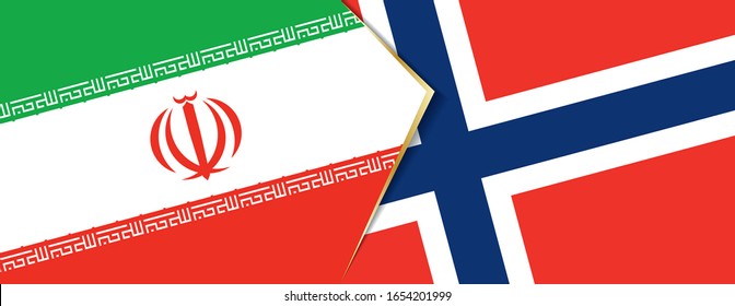 Iran and Norway flags, two vector flags symbol of relationship or confrontation.