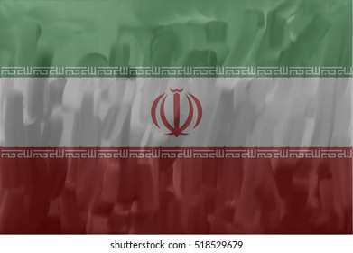 Iran painted / drawn vector flag. Dramatic, unusual look. Vector file contains flag and texture layers