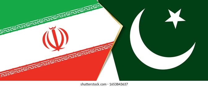 Iran and Pakistan flags, two vector flags symbol of relationship or confrontation.