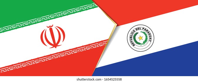 Der Iran und Paraguay Flaggen, zwei Vektorillustrationen Flaggen Symbol für Beziehung oder Konfrontation.