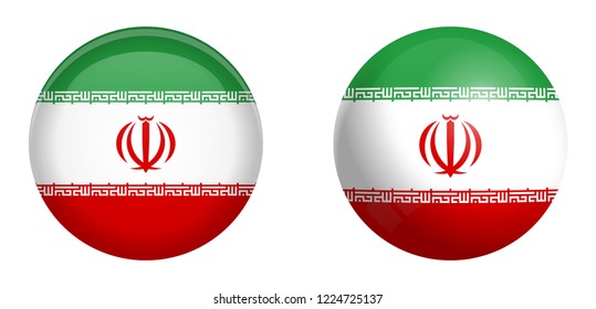 Iran (Persia) Flag Under 3d Dome Button And On Glossy Sphere / Ball.
