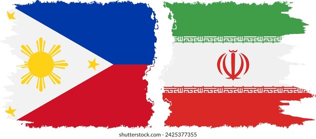 Iran and Philippines grunge flags connection, vector