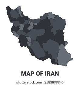 Iran political map border of regions outline vector set