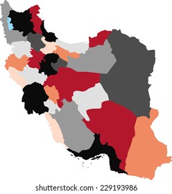 Iran political map with pastel colors.