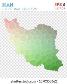 Iran polygonal, mosaic style country map. Majestic low poly style, modern design for infographics or presentation.