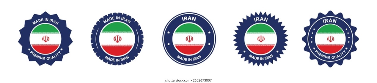 iran product label set.iran flag, premium made in iran . Labels, seals, stamps, flags, icons