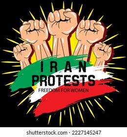 Concepto de las protestas en Irán. Diseño de afiches.