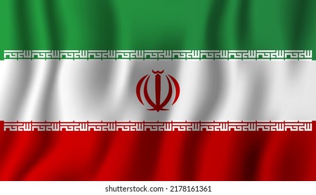 Iran realistic waving flag vector illustration. National country background symbol. Independence day.