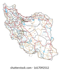 Iran road and highway map. Vector illustration.