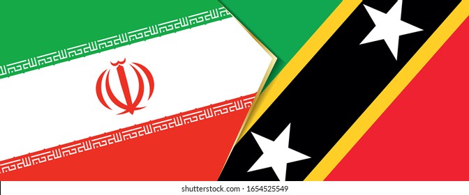 Irán y Saint Kitts y Nevis banderas, dos banderas vectoriales símbolo de relación o confrontación.