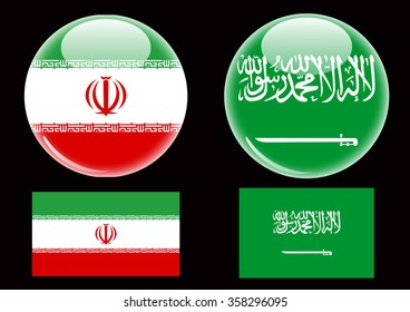 Iran and Saudi Arabia flags