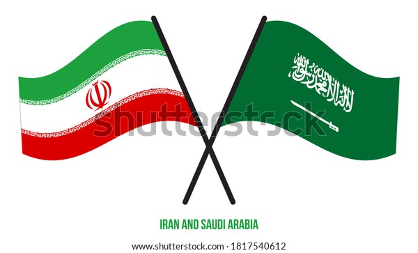 Iran Saudi Arabia Flags Crossed Waving Stock Vector (Royalty Free ...