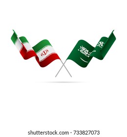 Iran and Saudi Arabia flags. Vector illustration.