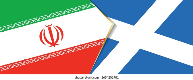 Iran and Scotland flags, two vector flags symbol of relationship or confrontation.