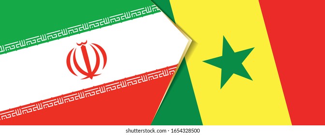 Iran and Senegal flags, two vector flags symbol of relationship or confrontation.