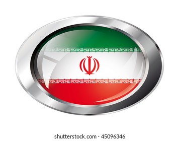 iran shiny button flag vector illustration. Isolated abstract object against white background.