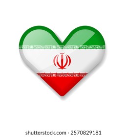 Iran - Shiny Flag in the Form of Heart. Vector Illustration.