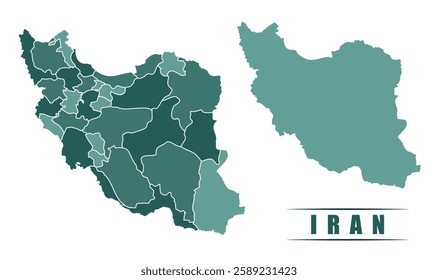 Iran simple flat political map with states border