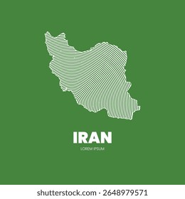 Iran simple logo map Illustration in circular linear style. Abstract line art Iran map Logotype icon concept. Iran vector logo color silhouette on dark background. EPS 10
