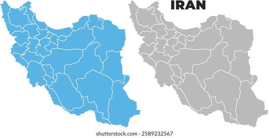 Iran simple maps flat illustration