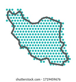 Iran simple outline map with green halftone dot pattern