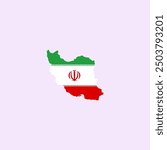 Iran simple vector map outline. Iran national flag map design illustration of Iran country flag inside the map vector.