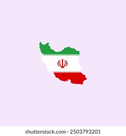 Iran simple vector map outline. Iran national flag map design illustration of Iran country flag inside the map vector.