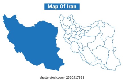 Iran simple vector map and outline style illustration set