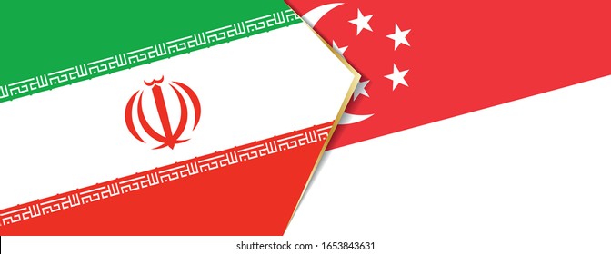 Iran and Singapore flags, two vector flags symbol of relationship or confrontation.