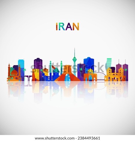 Iran skyline silhouette in colorful geometric style. Symbol for your design. Vector illustration.