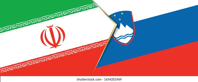 Banderas de Irán y Eslovenia, dos banderas vectoriales símbolo de relación o confrontación.